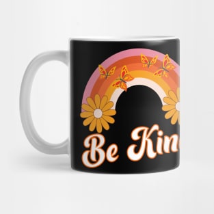 be kind, colorful rainbow with butterflies Mug